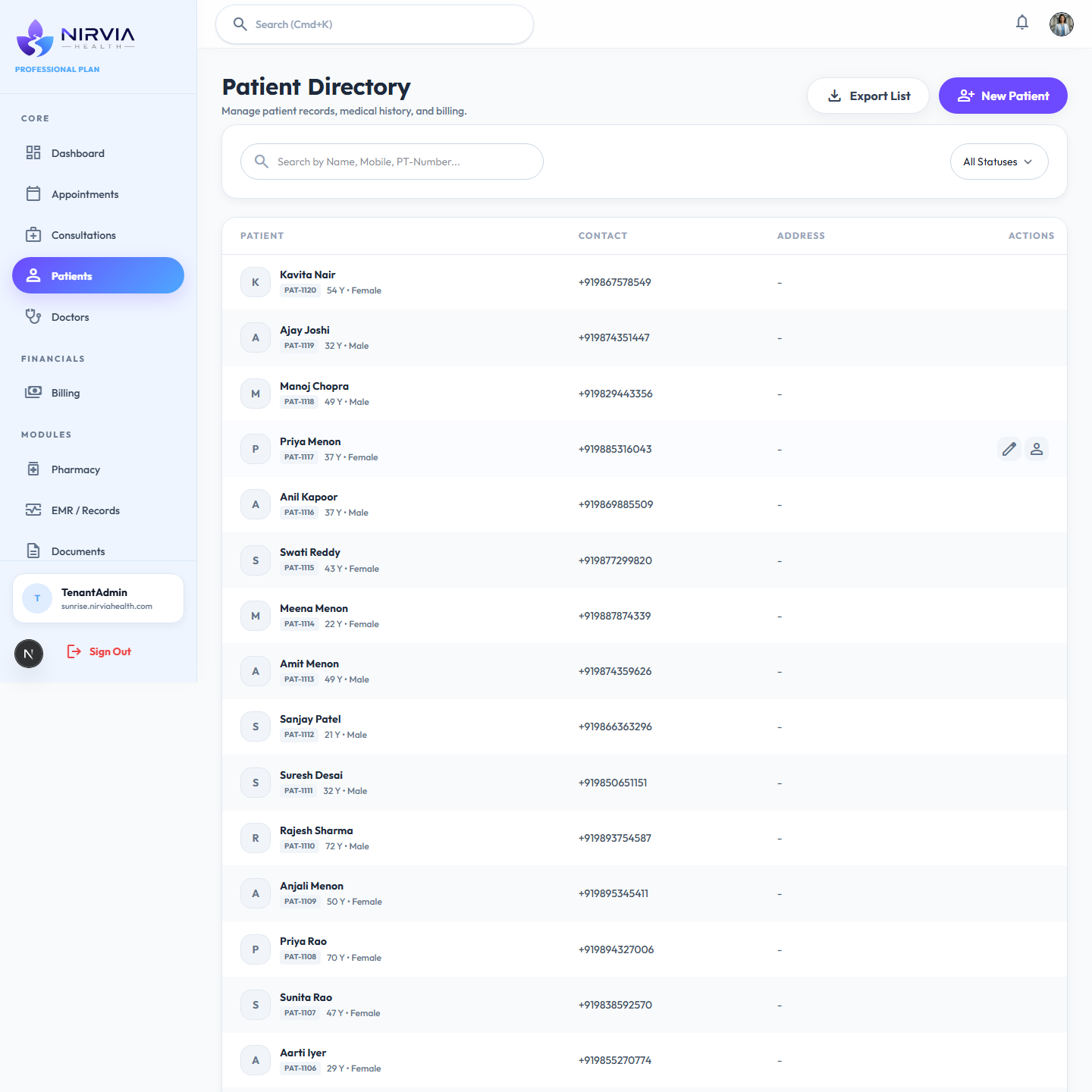 Complete Patient View screenshot